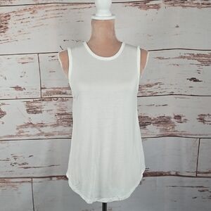 Haute Hippie Reverse Hi-Low Hem Mixed Media Sleeveless Tank Top White Size XS